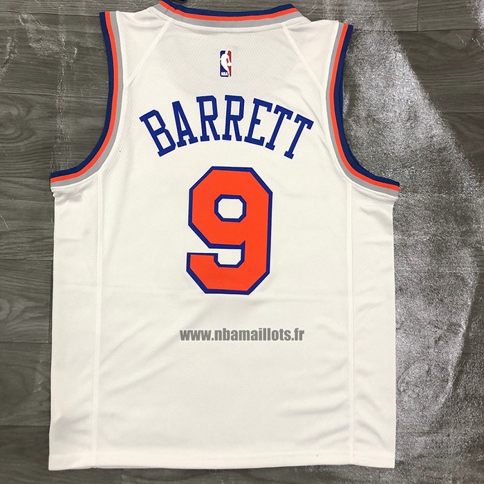 Maillot New York Knicks Rj Barrett NO 9 Association Blanc